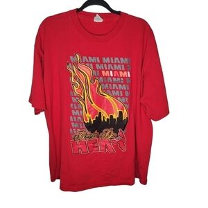 Vintage Y2K Miami Heat Fire Skyline Basketball Bring The Heat Graphic T-Shirt